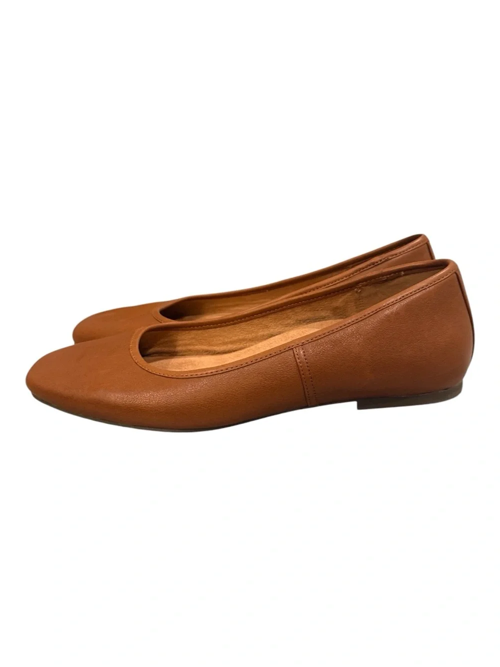 Vionic Orinda Square Toe Ballet Flats Tan Leather